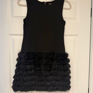 Girls Chic Black Fringe Dress